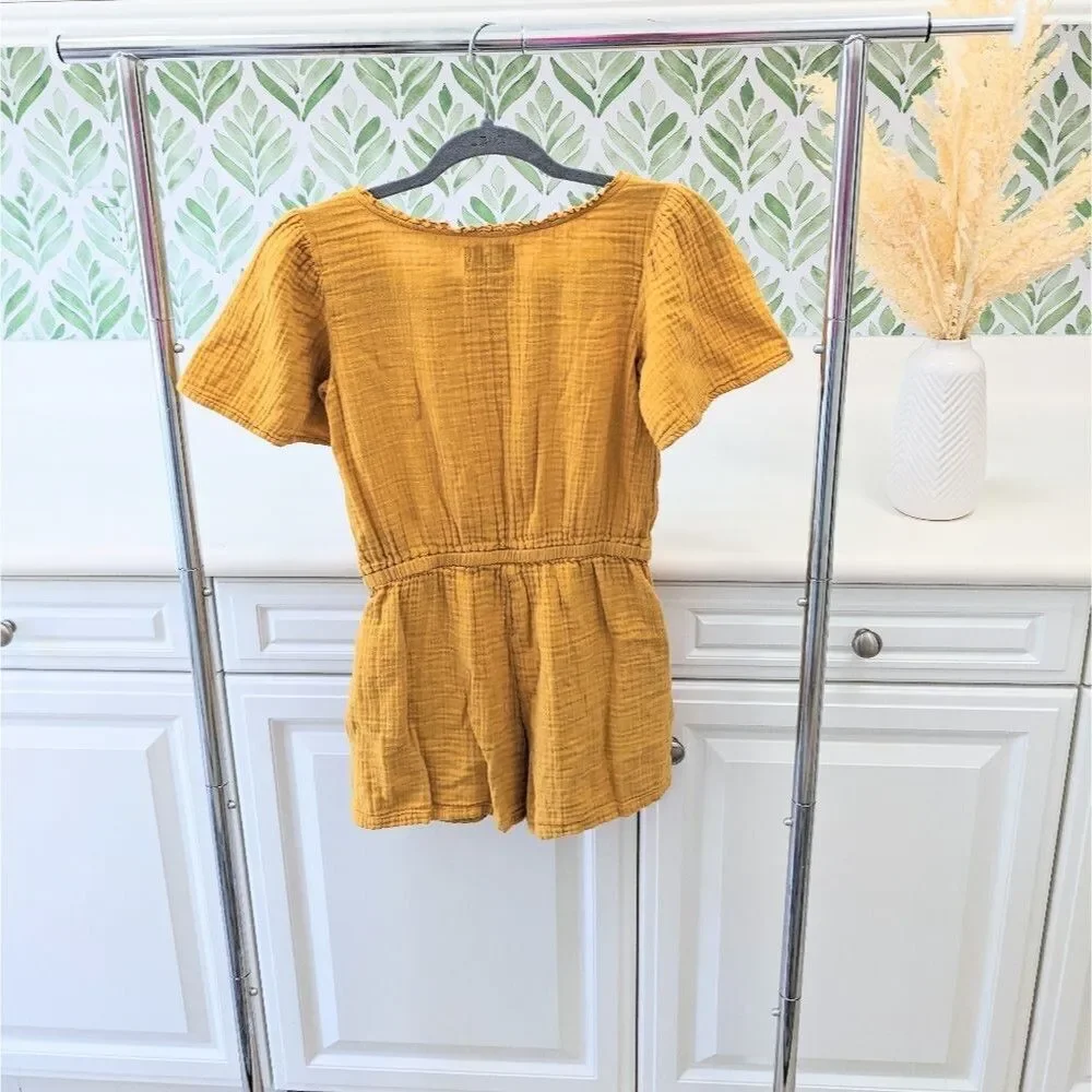 Girl's Goldenrod Yellow Old Navy Romper XL Gauzy Summer Spring Lightweight